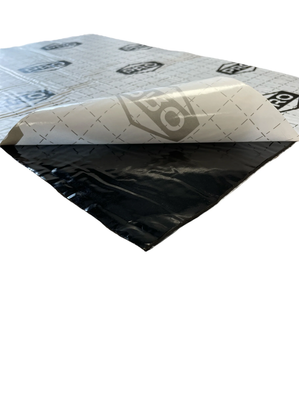 Pro deadening sound deadening sheet with backing peeled slightly 