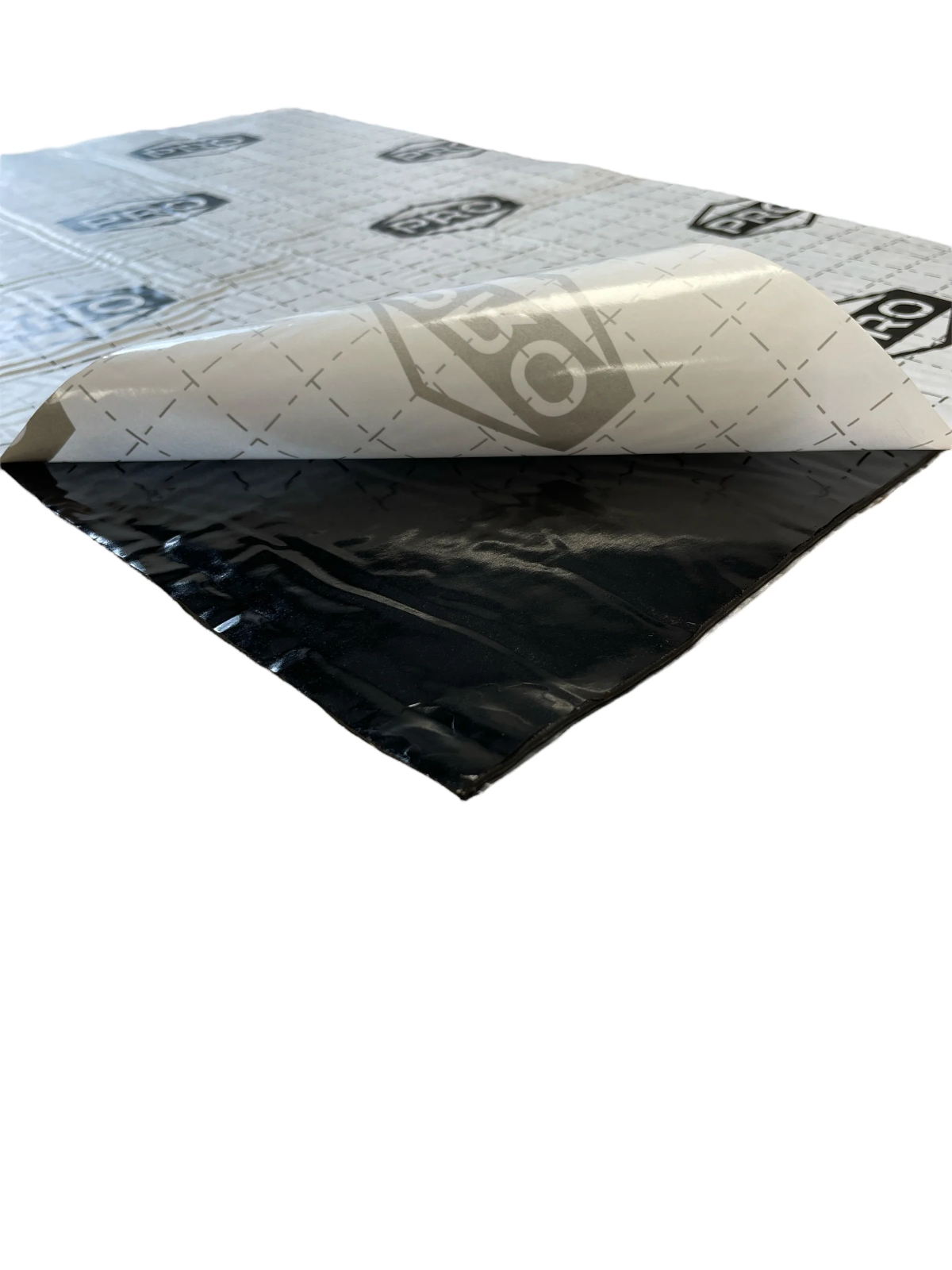 Pro deadening sound deadening sheet with backing peeled slightly 