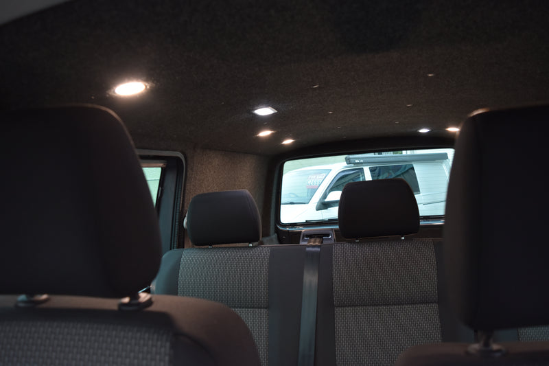 Vw Transporter kombi carpet lined with roof spot lights
