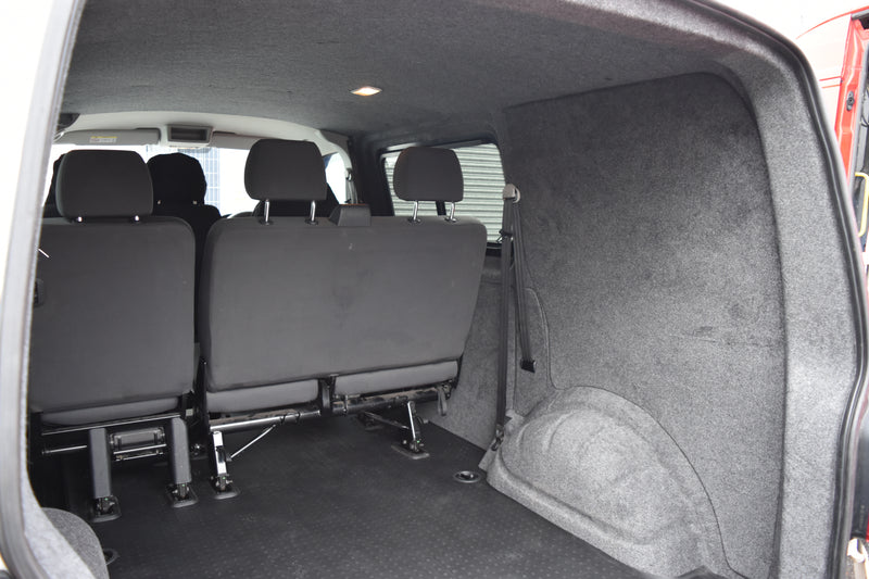 Van interior with seats fitted and large cargo area