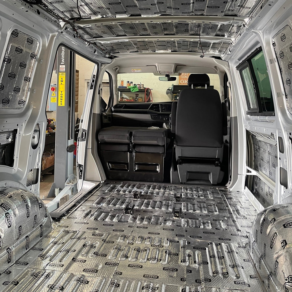 Van interior with sound deadening fitted