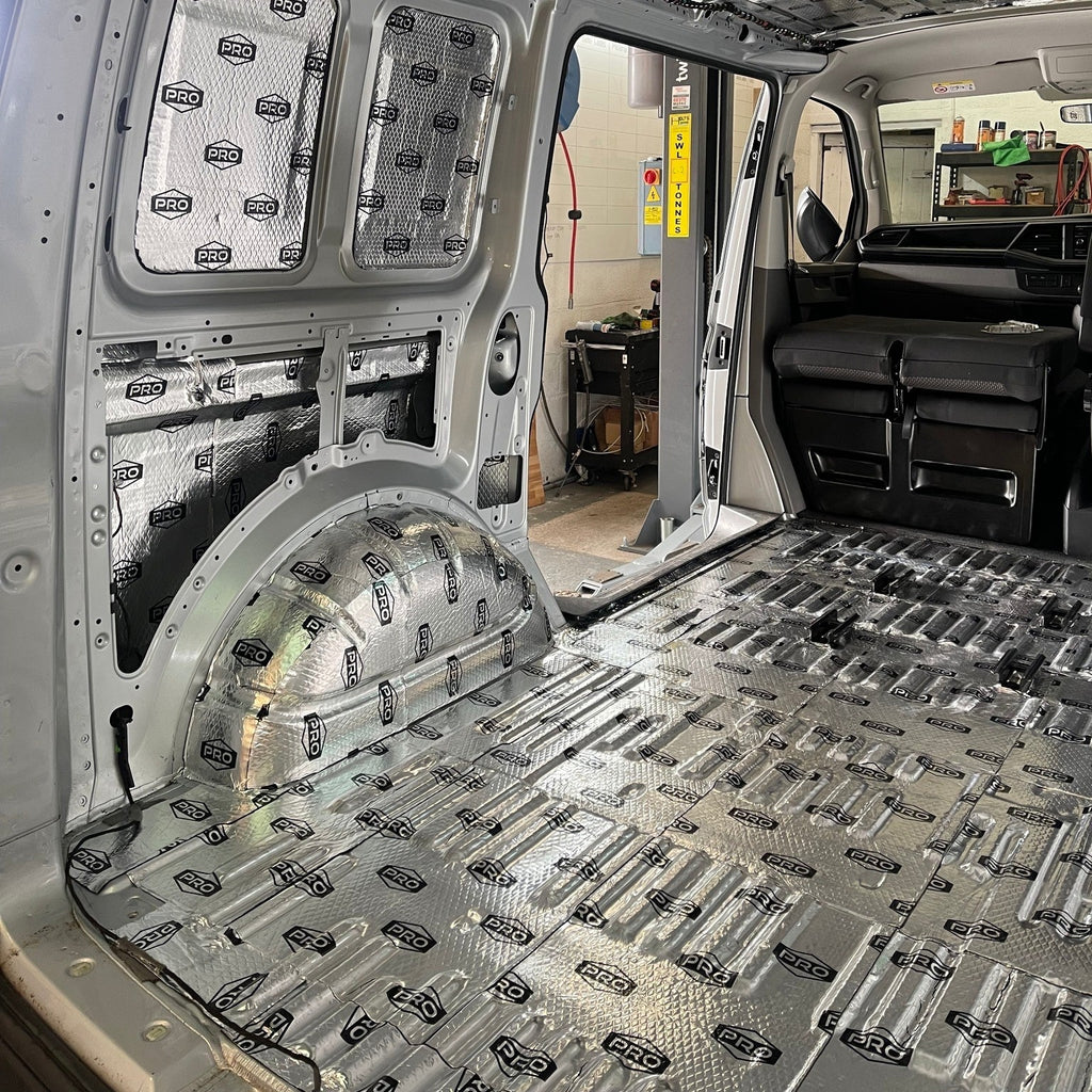 Camper van interior with sound deadening fitted