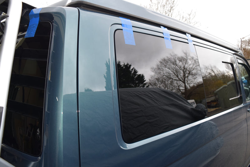VW Transporter with side opening window and rear quarter fixed window